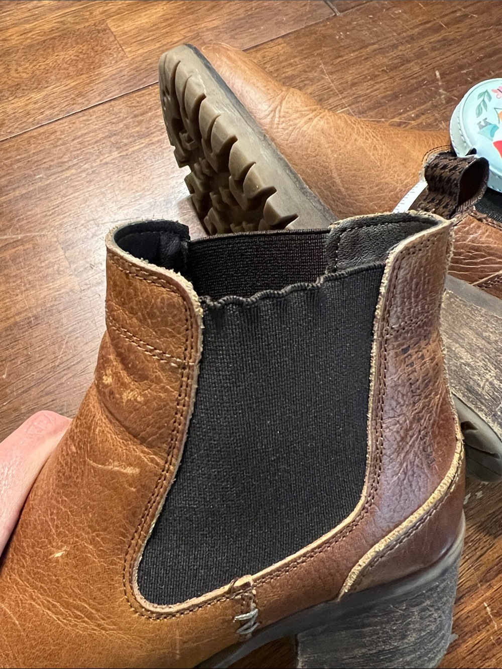 Boutique Brown Leather Chelsea Boots Chunky Heel Lug Sole Made In Portugal Size8 - Picture 14 of 16